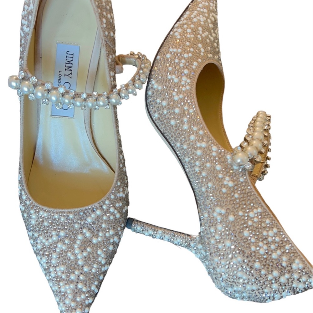 Jimmy Choo Swarovski rhinestones with pearls Exotics pumps